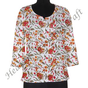 Bông Tay Khối In Phụ Nữ Áo Váy Ấn Độ Áo Sơ Mi Top Áo Từ Tại Bán Buôn Giá Từ <span class=keywords><strong>Jaipur</strong></span> - Product Image 4