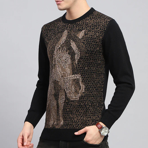 Nouveau coupe ample surdimensionné O cou tricoté pull hommes chandails à manches longues Style Vintage côtelé pull en tricot pour l'hiver - Product Image 5