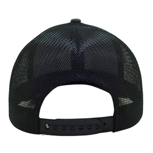 Sombrero de camionero de 6 paneles gris negro al por mayor, parche con logotipo de cuero, personaliza tu propio logotipo en el lado izquierdo, ala plana, hebilla de un solo pecho - Product Image 6