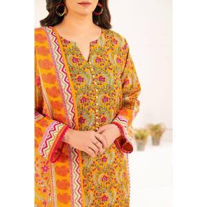 Traje de 3 Piezas con Estampado Khaddar Estilo Bohemio con Dupatta para Primavera/Verano K-52099 - Product Image 4