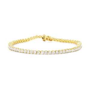 Delicada pulsera de tenis con diamantes cultivados en laboratorio, redondos, certificados, de 2 quilates, en oro macizo de 14K, con engaste de puntas F-VS2, para la fabricación de joyas. - Product Image 1