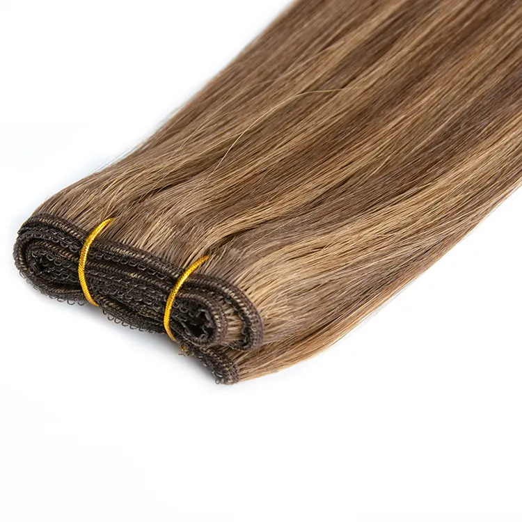 Natural hair 12a grade raw hair high quality voluminous highlight color double weft hair extensions