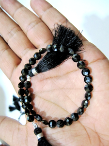 Spinelle noire naturelle ronde en forme de pièce de monnaie Briolette perles à facettes 6 mm brin 8 pouces de long - Product Image 4