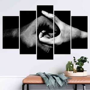 ภาพพิมพ์บนผ้าใบลายหยินหยาง: ของตกแต่งผนังพิมพ์ลายขาวดำ ชุดผ้าใบ 5 ชิ้น - Product Image 1