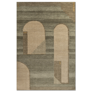 Alfombra de Lana Anudada a Mano Aprezo Verde Lca-1550 con Patrón Abstracto para Sala de Estar, Alfombra Rectangular de 9x12 para Entrada y Pasillo - Product Image 1