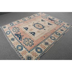 Alfombra Vintage, Alfombra Turca Grande de 6x7.7 pies, Alfombra Azul Rosa con Diseño de Camuflaje - Product Image 4