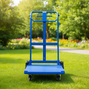 Hospital <b>Trolley</b> 250kg Capacity Blue <b>Platform</b> Cart 910x610mm Loading Area by FETRA - Product Image 3