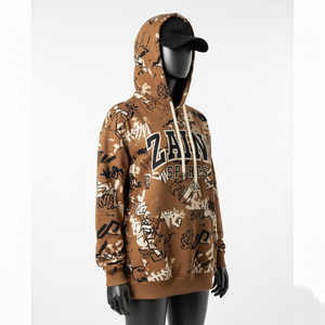 Sweat à capuche pour femme, lourd, 320 GSM, polaire brossé, marron, impression par sublimation graphique, impression sérigraphique, logo, sweat à capuche basique pour femme - Product Image 4