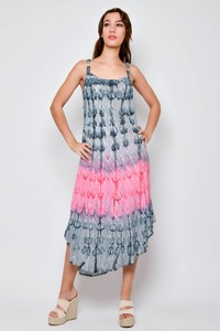 เดรสคอปกสำหรับผู้หญิงเดรสคอลเลกชั่นชายหาดยาวผ้าเรยอนย้อมสี - Product Image 5