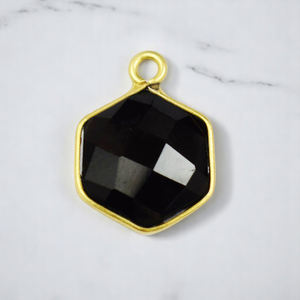 Conception personnalisée de pendentifs à breloque en pierres précieuses naturelles hexagonales pour collier à faire soi-même bijoux vente en gros de pendentifs en argent 925 faits à la main - Product Image 2