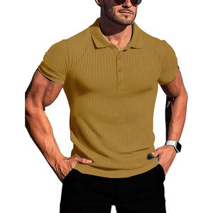 Vêtements de sport de course à pied pour hommes, vêtements de fitness d'été, t-shirt polo à manches courtes à haute élasticité, t-shirt polo en maille fine - Product Image 6
