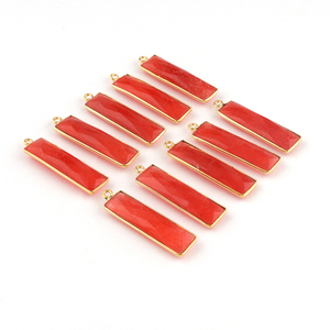 Venta caliente al por mayor de joyería en forma de barra de jade rojo DIY conectores de fabricación de fianza única conectores de Suministro de ajuste de bisel chapado en oro - Product Image 5