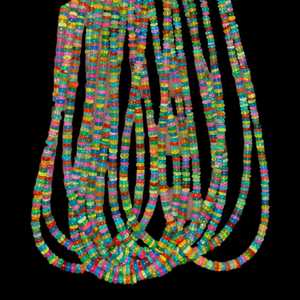 Cuentas de piedra Rondelle lisa de ópalo etíope, hilo de piedras preciosas sueltas naturales multicolor de 3mm para la fabricación de joyas, cuentas al por mayor a granel - Product Image 1