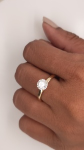 IGI Certified <b>Diamond</b> <b>Ring</b>, 1 Ct Classic Round Cut Lab Grown <b>Diamond</b> Solitaire Engagement <b>Ring</b>, Solid 14K Yellow/White Gold <b>Ring</b> - Product Image 5