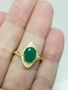 มรกตรูปไข่แหวนหมั้นรูปไข่ตัดเพชรค็อกเทลแหวนผู้หญิงแหวนเพชรสีเขียวสําหรับของขวัญArt Decoงานแต่งงานเพชร - Product Image 4