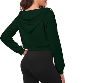 Women's <b>Winter</b> Crop <b>Top</b> Hoodies 100% Cotton Front Logo Premium Quality Comfortable Hot Selling Sale Pakistan Made Wholesale - Product Image 2