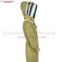 Combinaison d'apiculture en maille à 3 couches avec double voile comprenant un voile d'escrime et un voile rond élastique au poignet et à la cheville