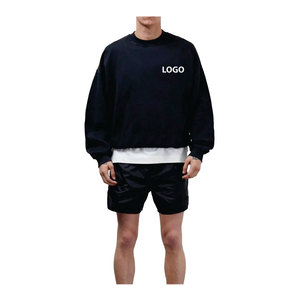 Alta calidad 100% algodón mezclado hombres sudadera básica cuello redondo pulóver hombro caído ropa de calle de gran tamaño sudadera con logotipo - Product Image 1