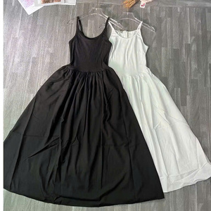 Vestido largo sin mangas para mujer, falda completa con tirantes finos, línea A, cuerpo, negro, blanco, fiesta, moda de verano - Product Image 5