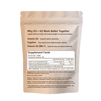 Compléments alimentaires de santé à marque privée OEM, naturels, 2-en-1, vegan, vitamine D3 & K2 MK7 en gélules molles avec huile de noix de coco MCT