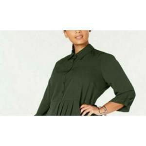 Abito chemisier da donna Love Squared alla moda, taglie forti XX-Large, con drappeggio a cascata, in tessuto crêpe verde, vita impero, con perline, 4XL 5XL 2XL - Product Image 2