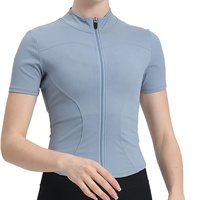 Vêtements de sport en gros pour l'entraînement en salle de sport, design confortable, haut de yoga, veste zippée, vêtements de course pour femmes, tenue de jogging