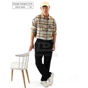 Chemise en flanelle de coton/fibre de bambou unie, à manches longues, séchage rapide, respirante, personnalisable, coupe classique pour homme - Product Image 2