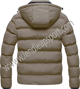Chaqueta acolchada de invierno personalizada para hombre con capucha, cierre de cremallera largo y cálido, chaquetas de exterior acolchadas de alta calidad de estilo informal - Product Image 3