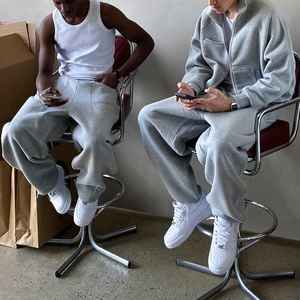 Sudaderas con Capucha Extra Grandes con Cierre Completo de Fábrica, Talla Grande, Lisas, Estilo Urbano, Casuales para Hombre, de Algodón, Felpa - Product Image 6