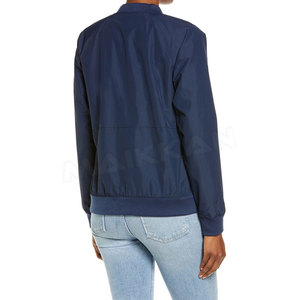 New Arrival <b>Women's</b> Plus Size <b>Bomber</b> <b>Jacket</b> Stylish Regular <b>Lightweight</b> Full Zipper Breathable Canvas Fabric Stand Plain Dyed - Product Image 5