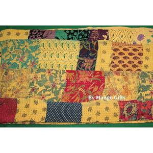 100% Cotton Vintage <b>Kantha</b> Quilt Bedspread Queen Size Ralli <b>Throws</b>-Print Pattern Coverlet for Home Use for Hotels - Product Image 1