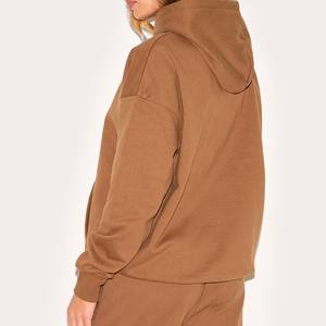 Sudadera con capucha con cremallera de rizo francés 400 Gsm ecológica para mujer Sudadera con capucha de lana de algodón 100% de peso pesado de alta calidad - Product Image 5