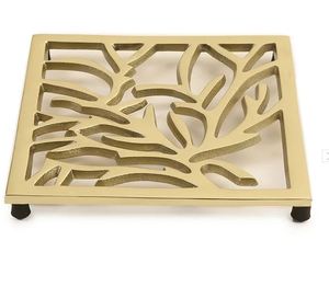 Classic Elegant Golden <b>Metal</b> Floral <b>Trivet</b> Nonslip Tabletop Heat Resistant Pan & Hotpot Protector for Home Kitchen Dining Table - Product Image 6