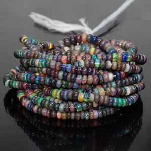 Perles d'opale de feu noire authentiques de taille importante, pierres de naissance d'octobre, perles rondes, approuvées par un tiers, pour perles de stylo, Mehrajudin - Product Image 1