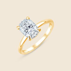 Anillo de diamante cultivado en laboratorio con corte cojín alargado de 2.03 quilates, color F-VS, en oro macizo de 14K para la fabricación de joyas. - Product Image 1