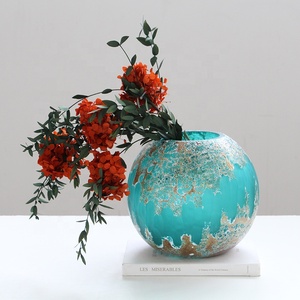 <span class=keywords><strong>Vasi</strong></span> in Vetro Soffiato a Bocca Bixuan <span class=keywords><strong>Turchese</strong></span>, Smerigliati con Texture Minerale Bronzo Antico, Portafiori per Casa e Hotel, Centrotavola - Product Image 3
