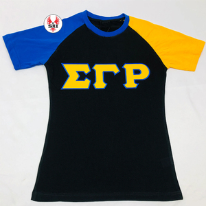 T-shirt en coton pour femmes avec broderie de la sororité Sigma Gamma Rho |   Sororité SGRho, maillot en jersey de coton et polyester brodé sur mesure pour femmes - Product Image 3