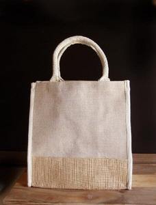 Ensemble de 2 sacs fourre-tout en jute de différentes couleurs avec poignées Sacs naturels durables de luxe de qualité supérieure à usage parfait Derniers prix - Product Image 5