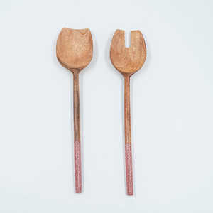 Ensemble de serveurs à salade avec manche en résine, ensemble d'outils de cuisine en bois de mangue d'acacia naturel disponible en Inde - Product Image 1
