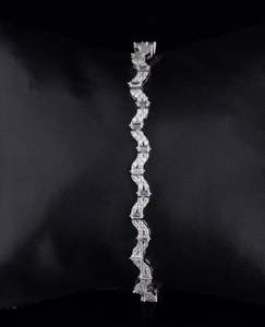 925 Sterling <b>Silver</b> Zirconia & Moissanite Diamond Cluster <b>Beaded</b> <b>Bracelet</b> Platinum Plated Romantic Gift for Women - Product Image 3