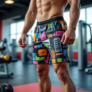 กางเกงขาสั้นวิ่งพิมพ์ลายพรางของผู้ชายกางเกงขาสั้น2025ฤดูร้อนแห้งเร็วชุดกีฬาแบบรูดพิมพ์ลายพรางสำหรับยิม - Product Image 1