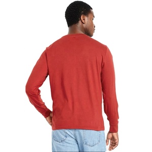 T-shirt à manches longues marron de qualité supérieure pour hommes en coton doux col rond coupe moderne vêtements de tous les jours haut à la mode pour hommes - Product Image 2