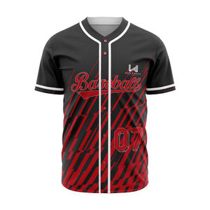 Maillot de baseball pour hommes de haute qualité en gros personnalisé, imprimé par transfert thermique, polyester/coton, respirant, évacuant l'humidité - Product Image 1