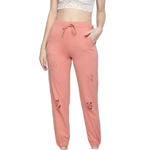 Pantalons de survêtement décontractés pour hommes de haute qualité respirants et personnalisés, délavés, rose uni, élégants, 100% coton, taille mi-haute - Product Image 1