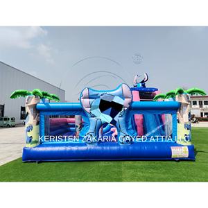 Centro de Juegos Inflable Comercial Multifuncional, Castillo Inflable Gigante Azul con Tobogán para Entretenimiento Infantil en Grupo - Product Image 1