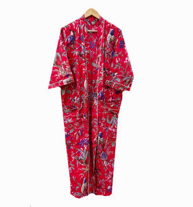 Robe Kimono en coton grande taille pour femmes imprimé oiseau robe de chambre à manches trois-quarts Sexy plage couverture pour printemps été automne - Product Image 1