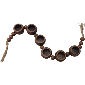 Bougeoir artisanal indien moderne fabriqué à la main en bois de manguier perlé guirlande 6-petite section de bol pour la décoration de la maison utilisation de mariage - Product Image 5