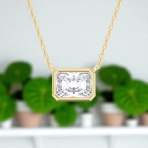 1.00 Carat Radiant Cut F-G/VS Lab-Grown Diamond Solitaire Pendant Bezel Shape in Platinum for Her - Product Image 5