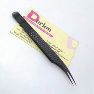 Pince à cils plasma noire Diamond Grip Logo personnalisé en acier inoxydable Meilleure pince à épiler d'extension de cils de beauté - Product Image 1