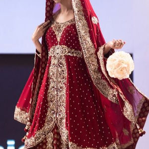 TENDANCE 2024 mariage porter lourd Zari broderie soie cristal verre perles pierre Dabka travail orné brocart Kurta brocart - Product Image 1